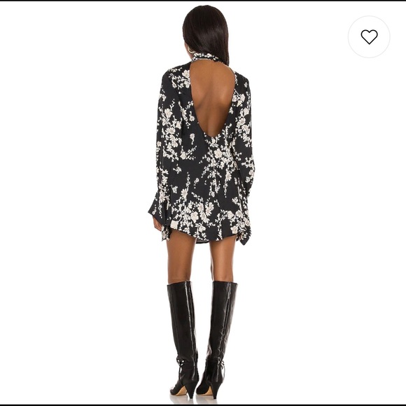 🔥Free People black Floral long sleeve Mini Dress - Picture 7 of 15